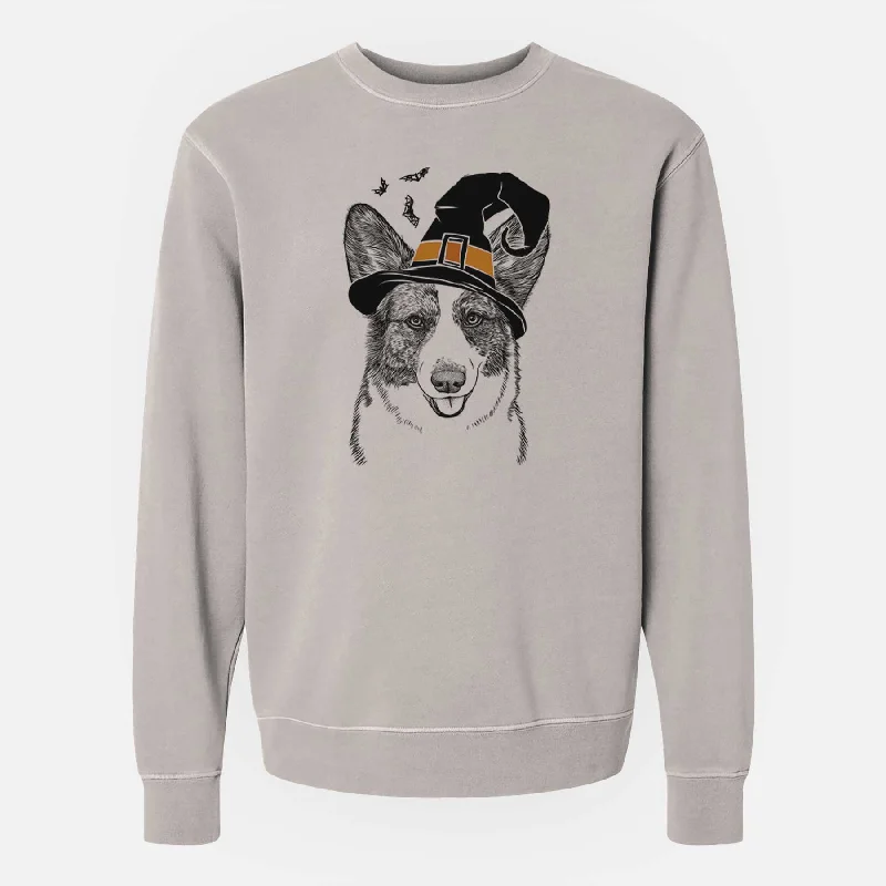 Witch Gabby the Cardigan Welsh Corgi - Unisex Pigment Dyed Crew Sweatshirt