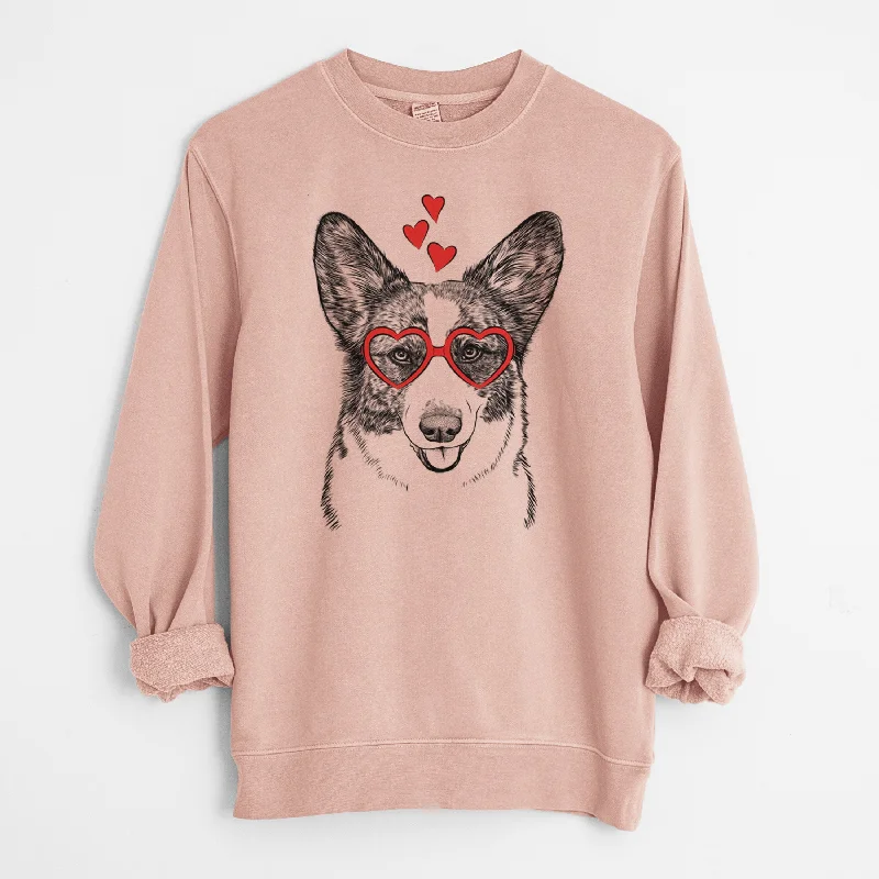 Valentine Gabby the Cardigan Welsh Corgi - Unisex Pigment Dyed Crew Sweatshirt
