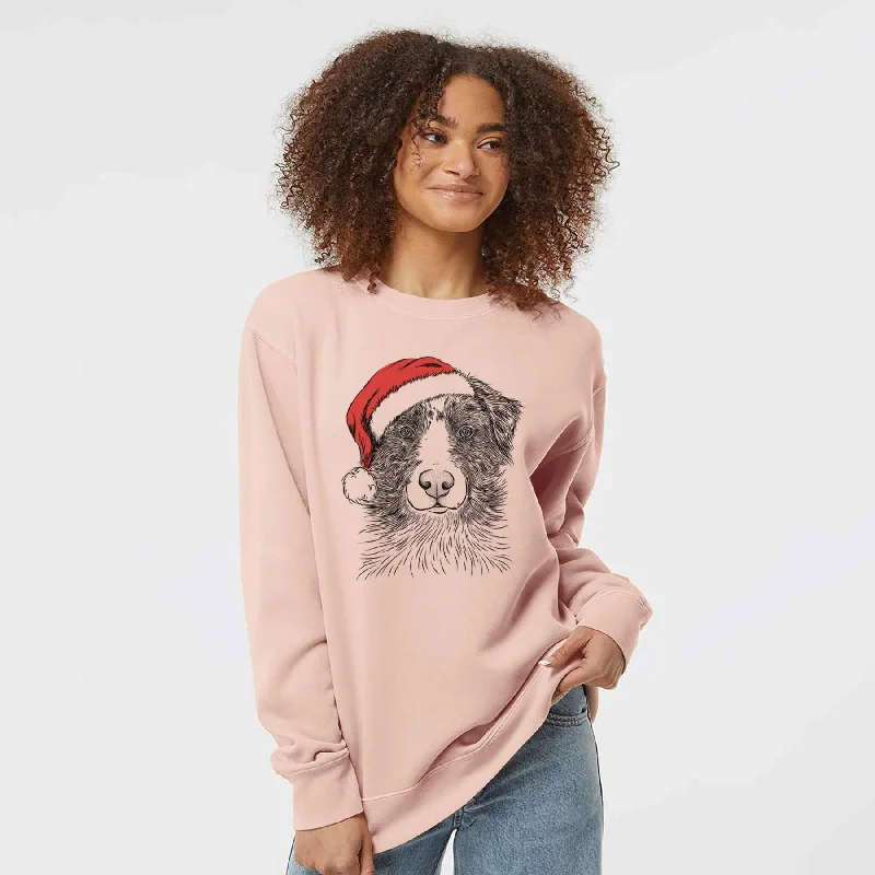 Santa Gram the Australian Shepherd - Unisex Pigment Dyed Crew Sweatshirt