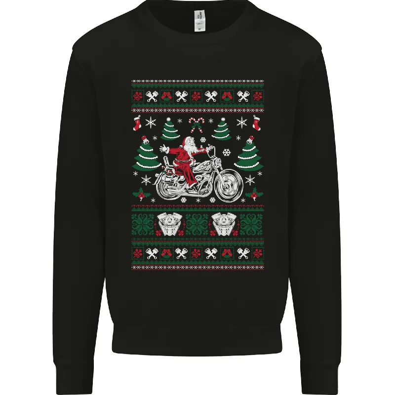 Christmas Biker Santa Motorbike Motorcycle Mens Sweatshirt Jumper