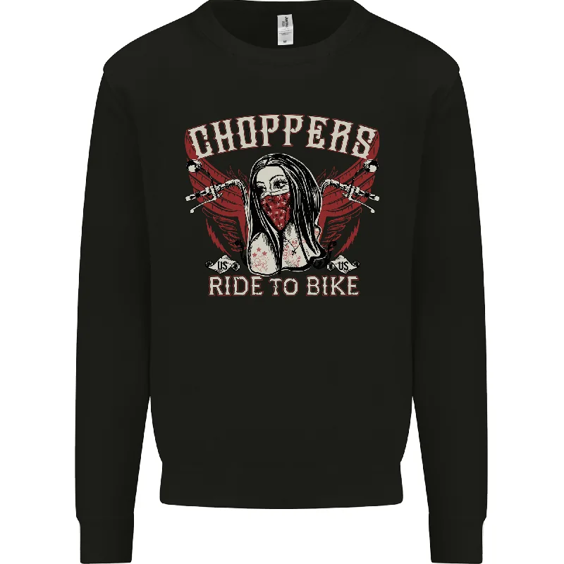 Choppers Ride to Bike Outlaw Biker Motorcycle Mens Sweatshirt Jumper