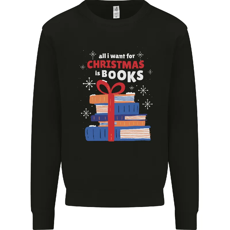 Christmas Books Funny Xmas Reading Bookworm Mens Sweatshirt Jumper