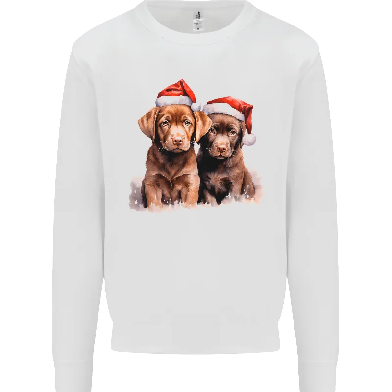 Chocolate Labrador Christmas Puppies Xmas Mens Sweatshirt Jumper