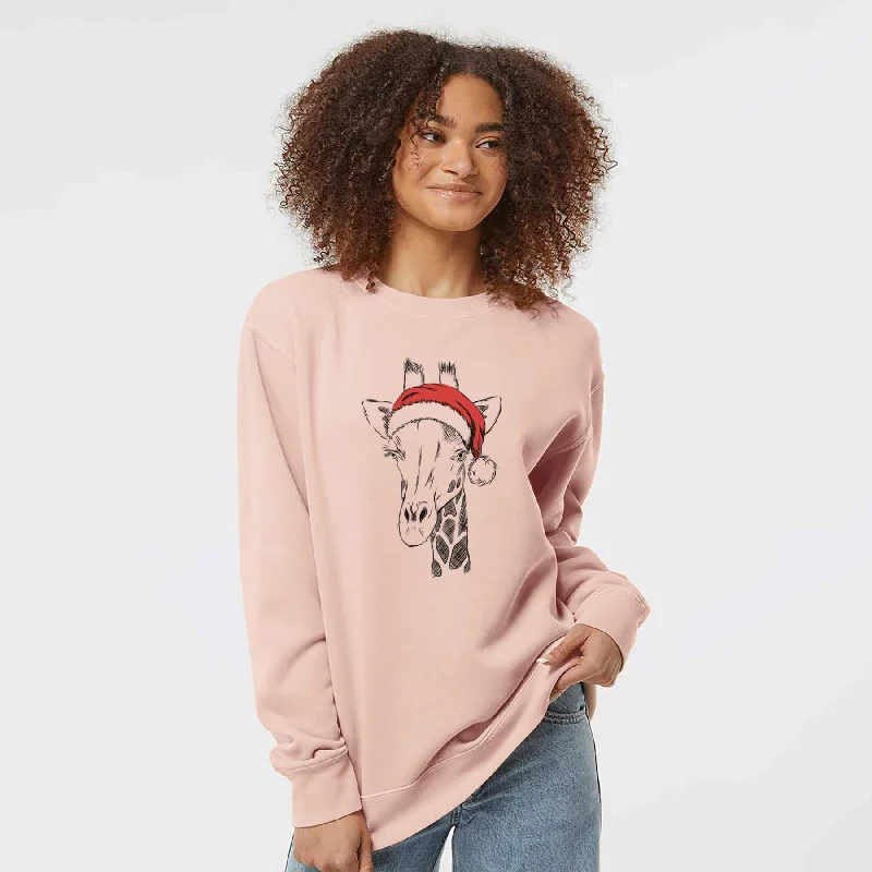 Santa Geoffrey the Giraffe - Unisex Pigment Dyed Crew Sweatshirt