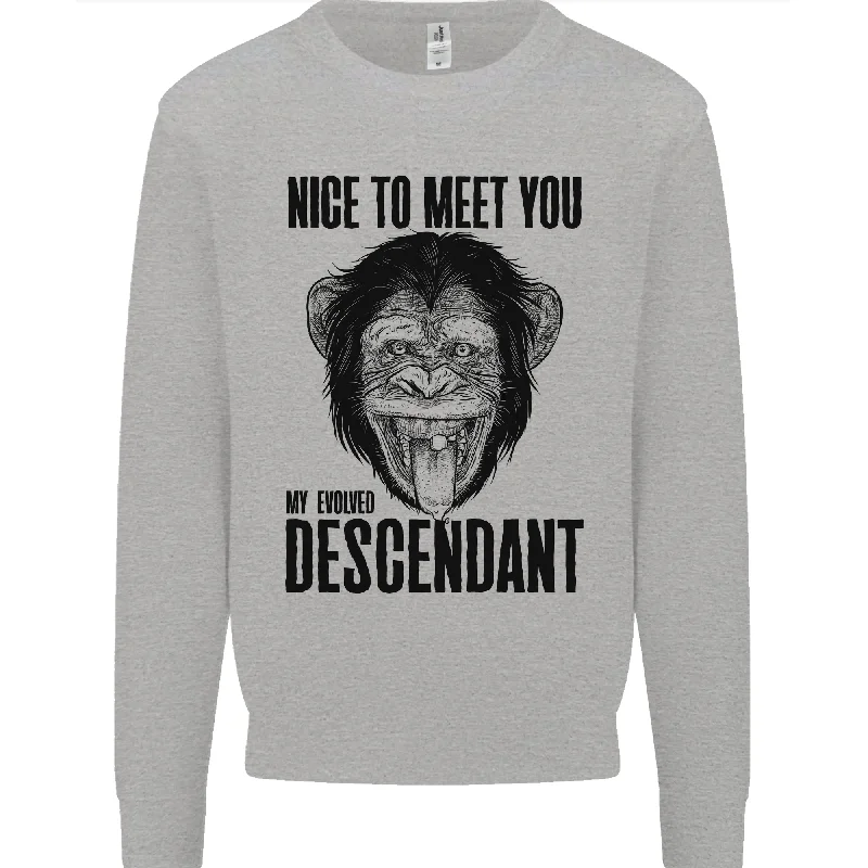 Chimp Evolved Descendant Funny Monkey Ape Mens Sweatshirt Jumper