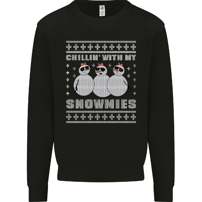 Chillin With My Snowmies Funny Christmas Mens Sweatshirt Jumper
