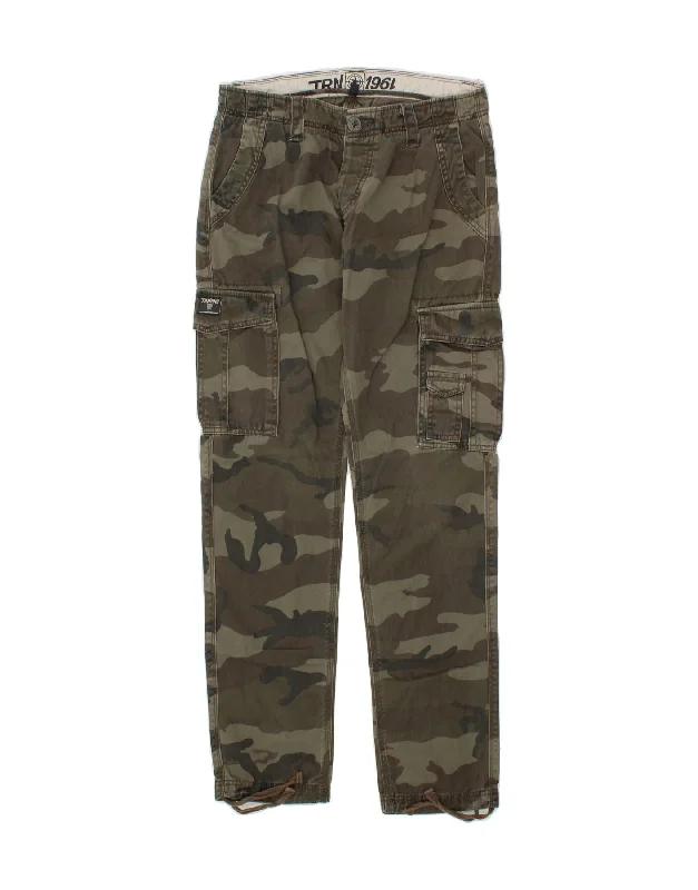 VINTAGE Womens Slim Cargo Trousers IT 42 Medium W30 L32  Grey Camouflage
