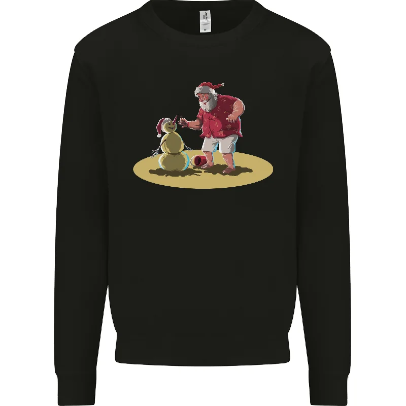 Christmas Beach Santa Clause & Snowman Mens Sweatshirt Jumper