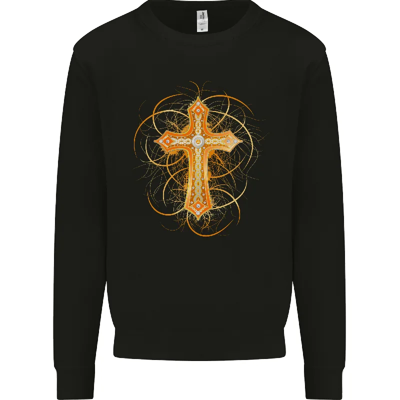 Christian Cross Medieval Fantasy Gothic Mens Sweatshirt Jumper