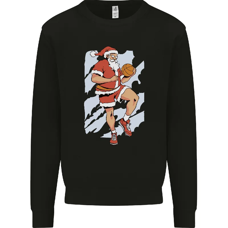 Christmas Basketball Santa Xmas Mens Sweatshirt Jumper