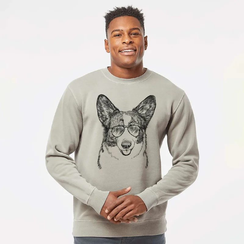 Aviator Gabby the Cardigan Welsh Corgi - Unisex Pigment Dyed Crew Sweatshirt