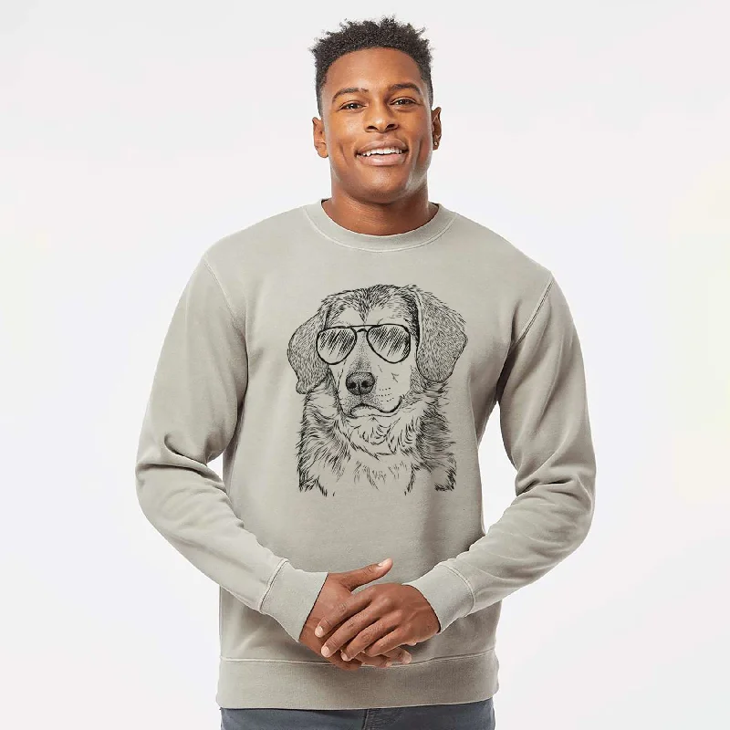 Aviator Gunner the Beagle Mix - Unisex Pigment Dyed Crew Sweatshirt