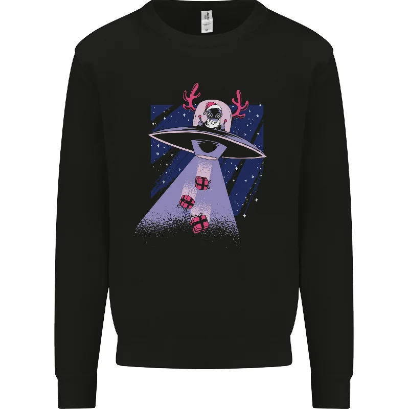 Christmas Alien Xmas Present Abduction UFO Funny Mens Sweatshirt Jumper