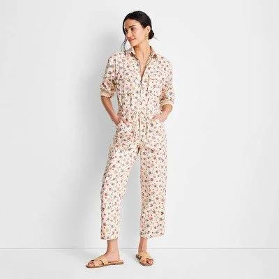 New - Future Collective Jenny K Lopez Women's Long Sleeve Boilersuit Jumpsuit, Floral