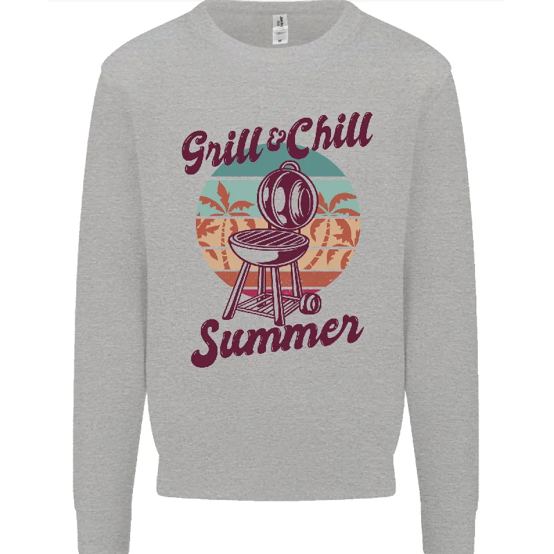 Chill & Grill Funny Summer BBQ Braai Mens Sweatshirt Jumper