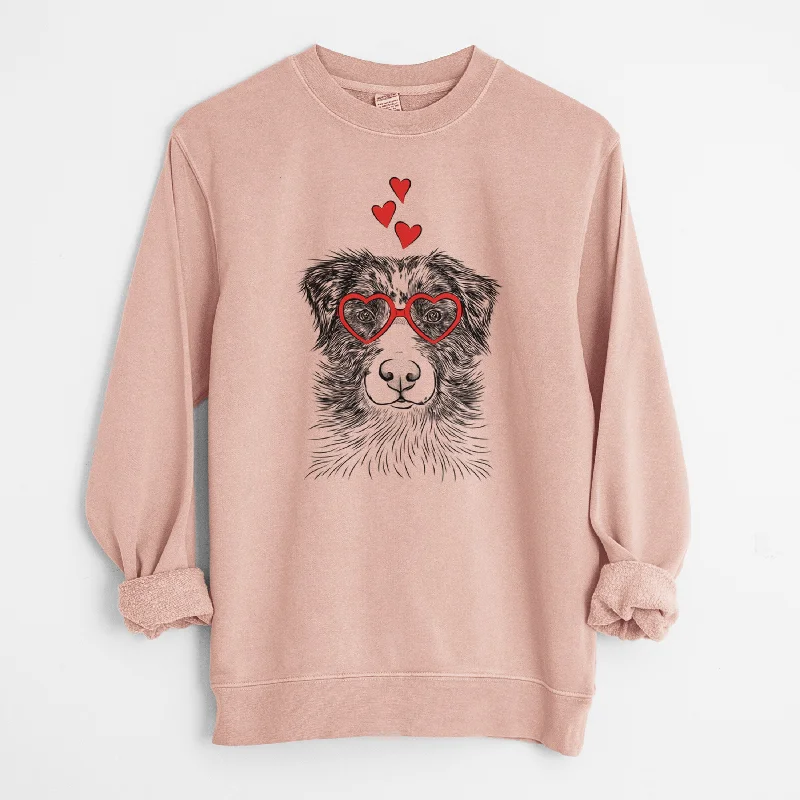Valentine Gram the Australian Shepherd - Unisex Pigment Dyed Crew Sweatshirt