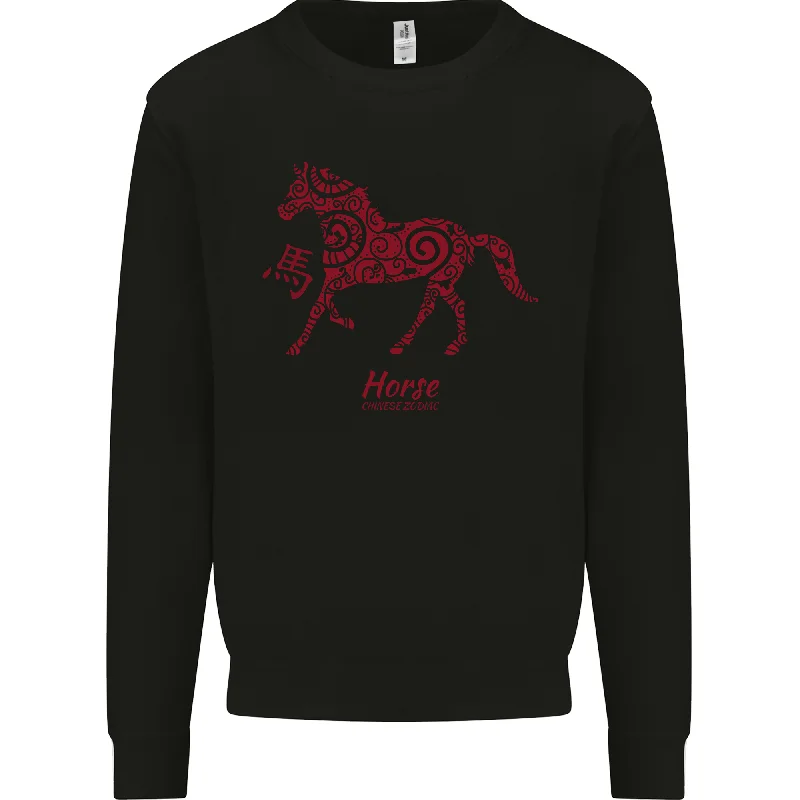 Chinese Zodiac Shengxiao Year of the Horse Mens Sweatshirt Jumper