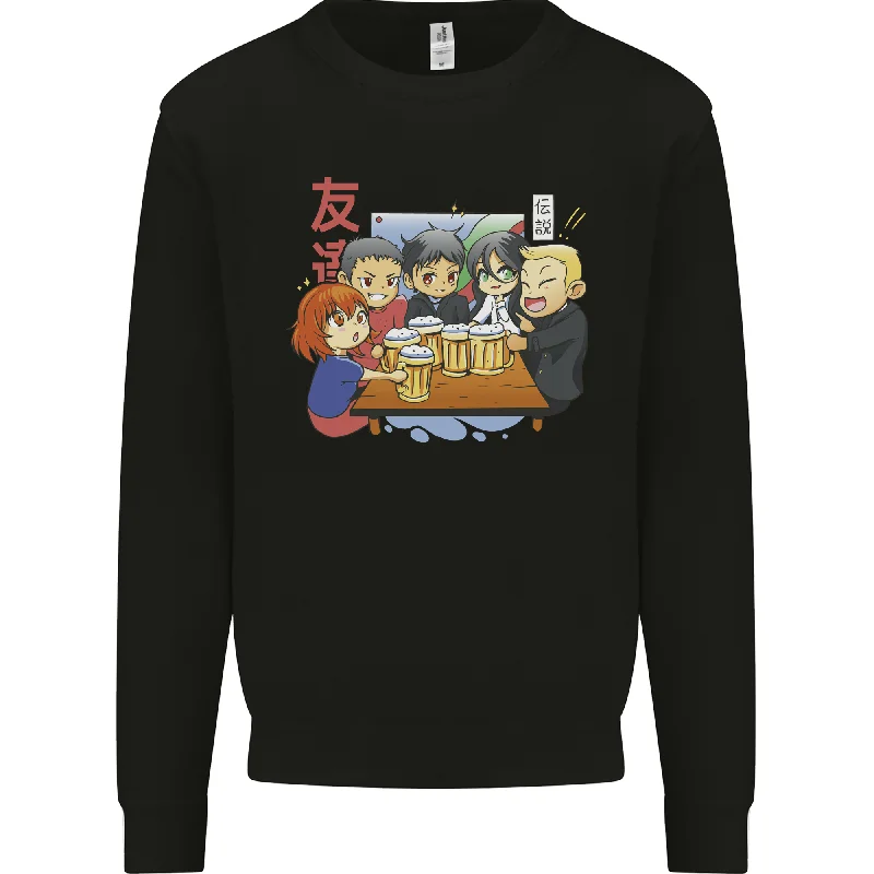 Chibi Anime Friends Drinking Beer Mens Sweatshirt Jumper