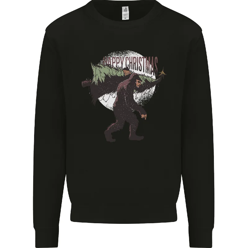 Christmas Bigfoot With an Xmas Tree Mens Sweatshirt Jumper