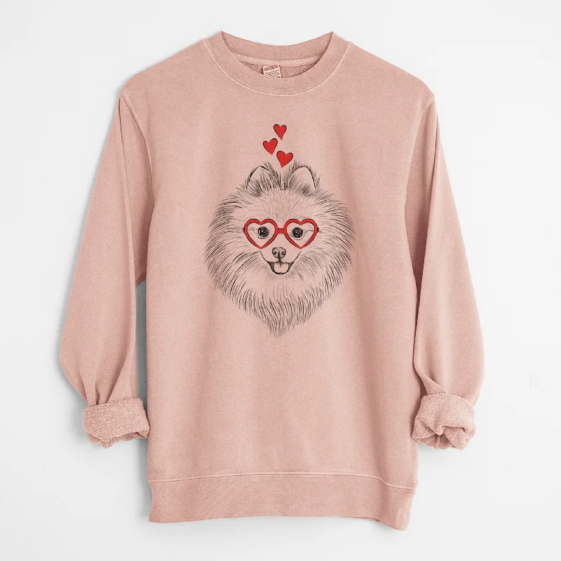 Valentine GiGi the Pomeranian - Unisex Pigment Dyed Crew Sweatshirt