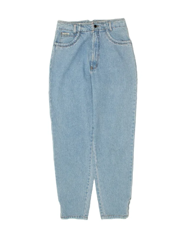 VINTAGE Womens High Waist Tapered Jeans W30 L31 Blue Cotton