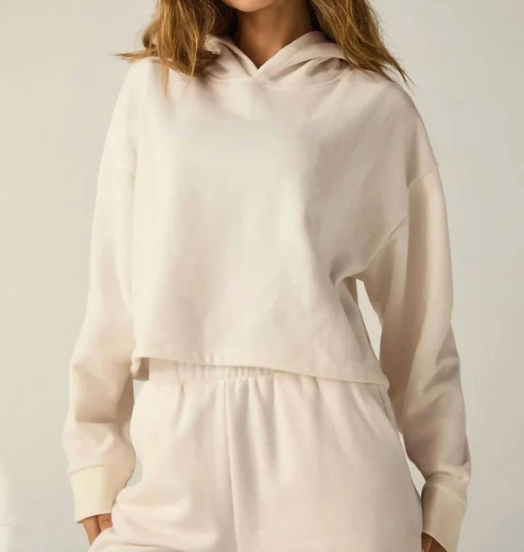 Happiness Cropped Hoodie In Fresh Snow