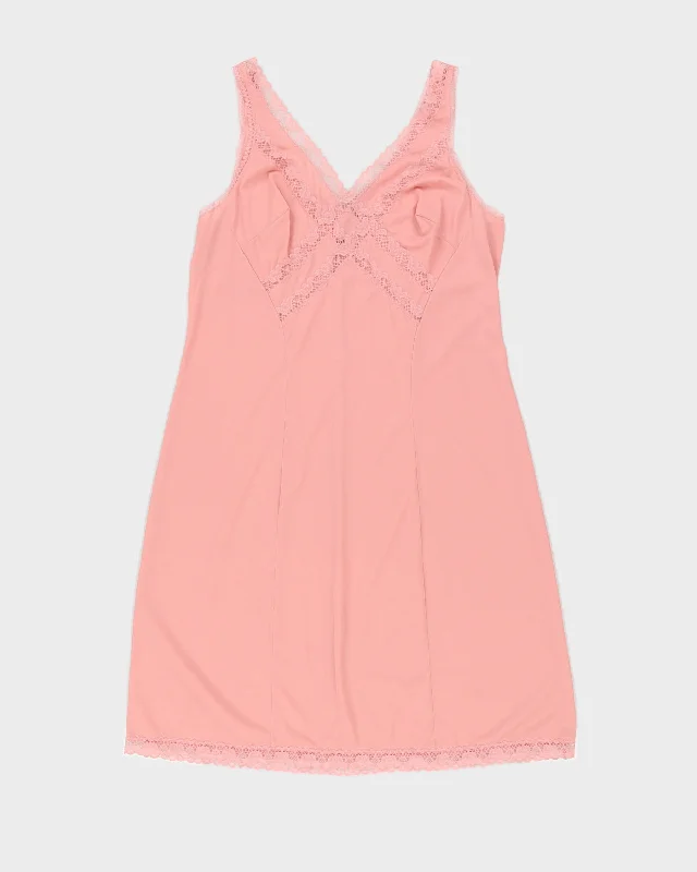 Pink Lace Detail Lingerie Slip Dress - M