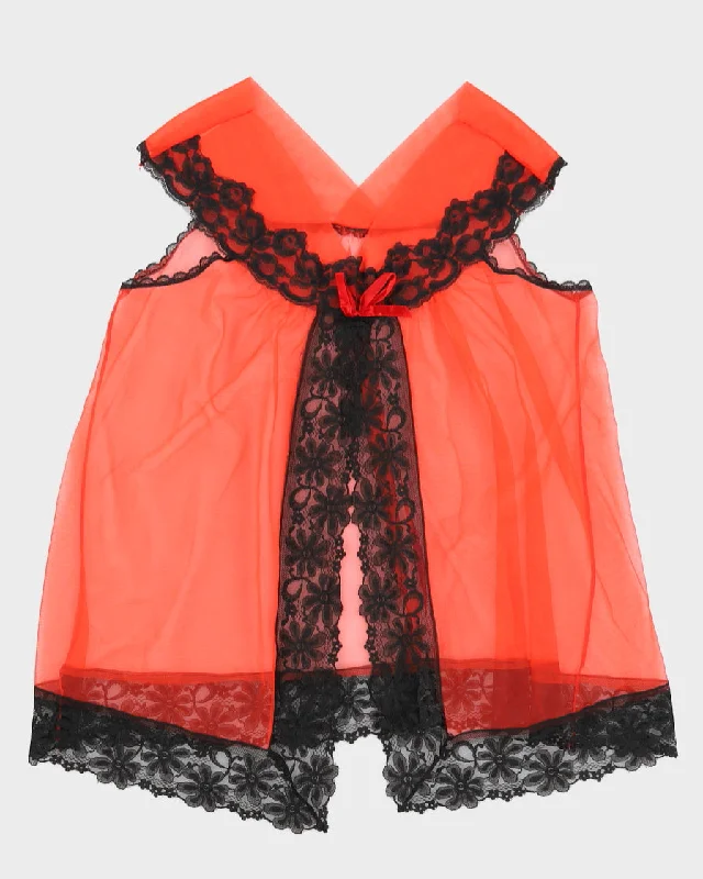 Red and Black Lace Nighty - M