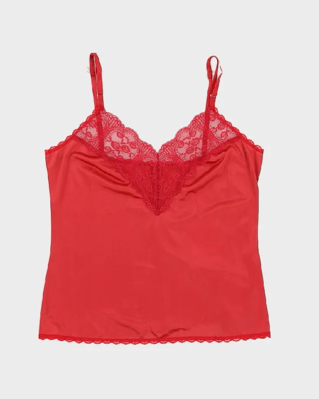 Vintage 80s St Michael Red Lace Cami Top - M/L