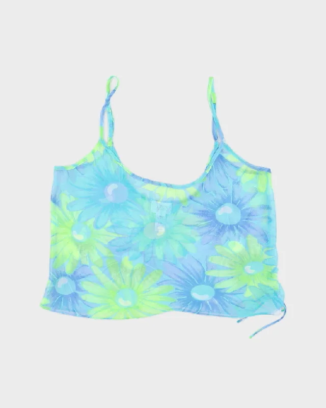 Y2K 00s La Senza Floral Cami With Ruched Side - L