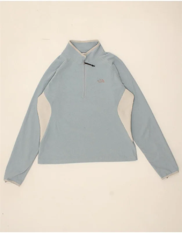 THE NORTH FACE Womens Zip Neck Fleece Jumper UK 18 XL Blue Colourblock