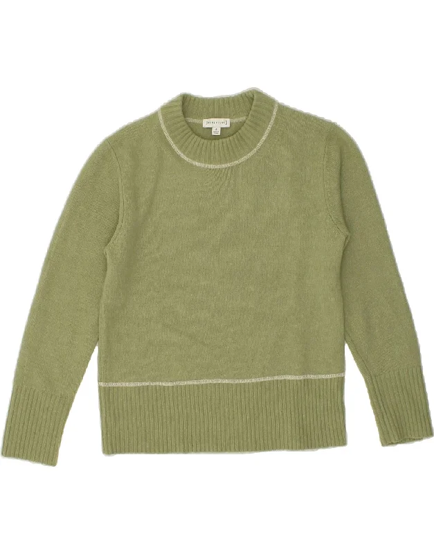 WAREHOUSE Womens Crew Neck Jumper Sweater UK 8 Small Green Acrylic