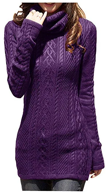 TastyHottie - Women Polo Neck Knit Stretchable Elasticity Long Slim Sweater