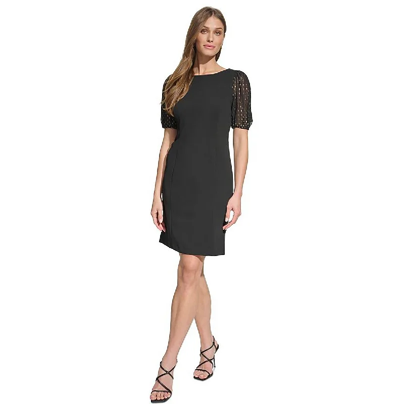 Womens Split Sleeve Midi Sheath Dress