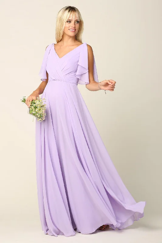 Long Formal Flutter Sleeves Dress Sale