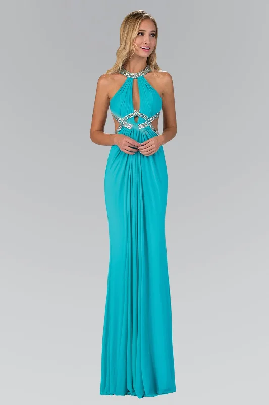 Elizabeth K - GL2142 Jeweled High Neck Gown