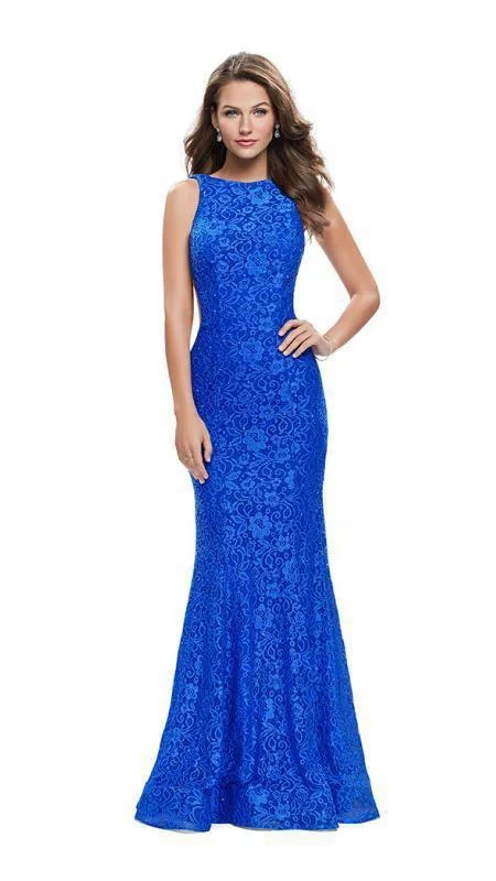 La Femme - 24903 Sleeveless Jewel Back Lace Mermaid Gown