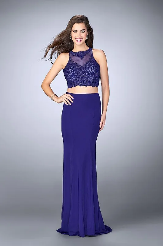 La Femme Gigi - 23908 Sleeveless Illusion High Two-piece Jersey Gown