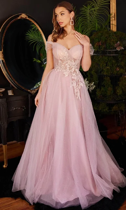 Ladivine CD3394 - Embroidered Tulle Prom Gown