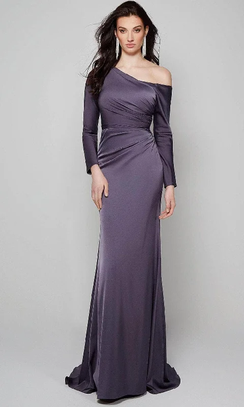 Alyce Paris 27557 - Asymmetrical Neck Fitted Formal Dress