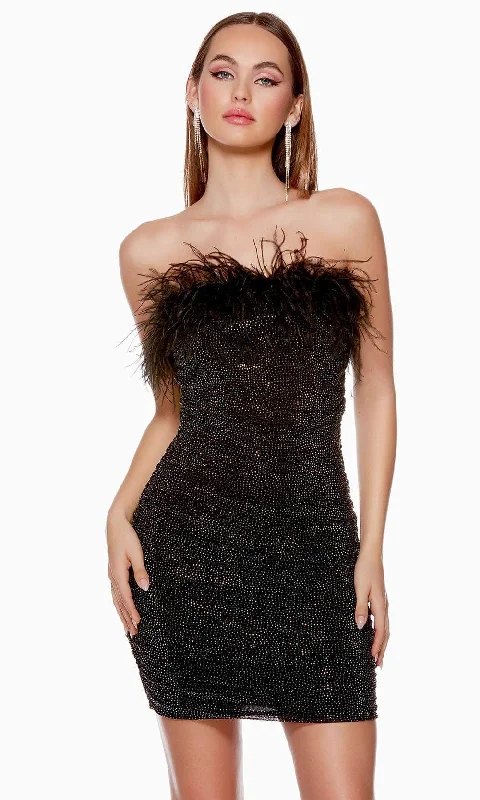 Alyce Paris 4728 - Feather Trimmed Homecoming Dress