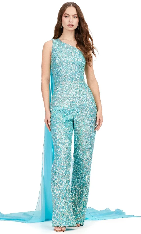 Ashley Lauren 11384 - One Sleeve Beaded Jumpsuit