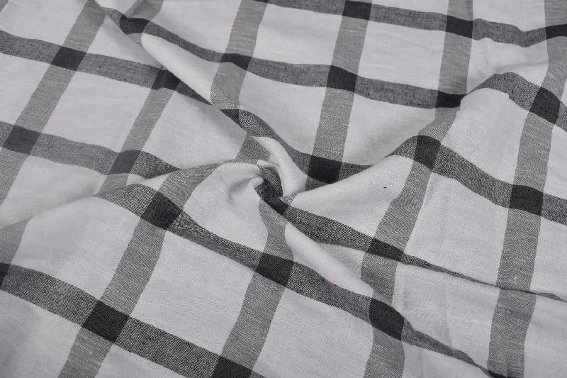 Black & White Check Cotton Linen Fabric