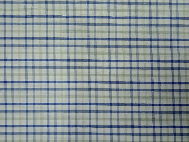 Blue & Gray Cotton Plaid Check Fabric