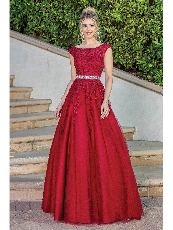 Dancing Queen 4245 - Embroidered Bateau Neck Prom Dress