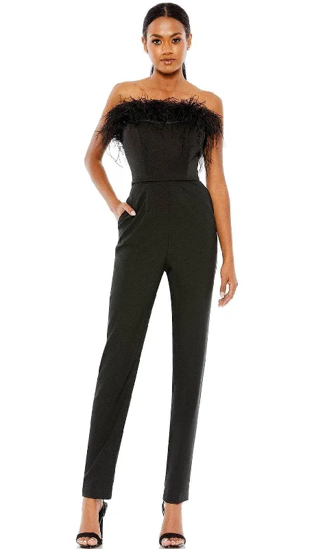 Ieena Duggal 68146 - Feathered Strapless Jumpsuit