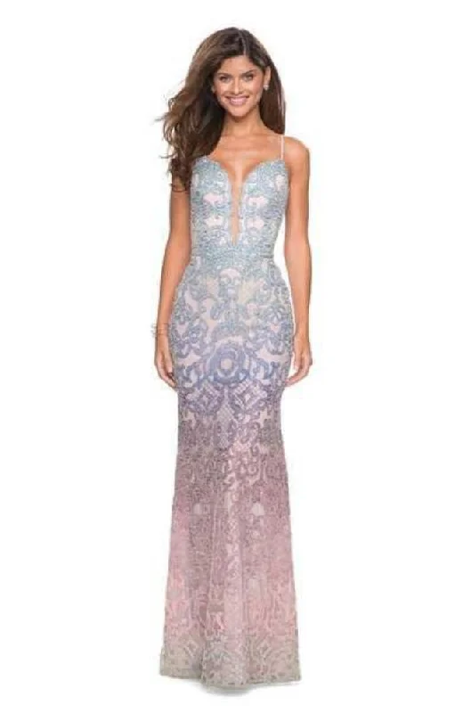 La Femme - 27609 Ombre Beaded Deep Sweetheart Trumpet Dress