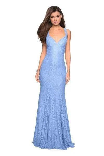 La Femme - 27623 Strappy Low Back Lace Mermaid Gown