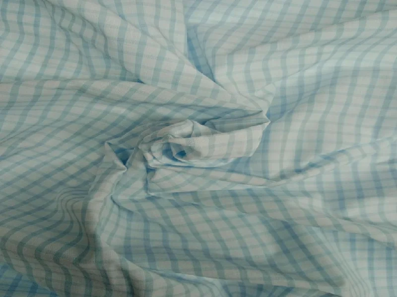 Light Blue Cotton Plaid Check Fabric