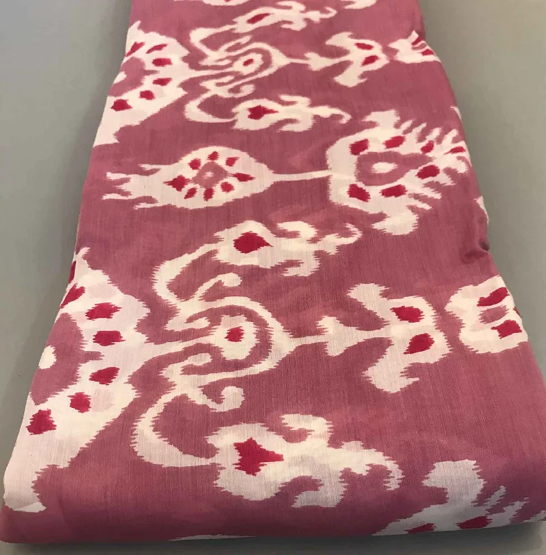 Mauve & White Traditional Ikat Muslin Silk Fabric